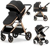 Accombe 2 in 1 Baby Stroller, Convertible Bassinet Pushchair for Infants and Newborns 0-36 Months