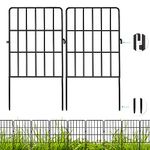 Decorative Garden Fence 24 Pack, 24 Ft (L) X 24 In (H) Black Square Rustproof Metal Fence Animal Barrier Fence for Small Dog Outdoor Flower Bed Landscape Decor for Yard Getlay