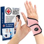 Doctor Arthritis Upgraded 2023 Doctor Developed Premium Wrist Support / Wrist Strap / Wrist Brace / Hand Support [Single] & DOCTOR WRITTEN HANDBOOK- RELIEF for Wrist Injuries, Arthritis, Sprains Finger Cots & More (Pink)