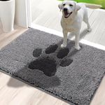 Oiilores Dirt Trapper Door Mat Indoor 60 x 90 cm, Non-Slip Washable Rug, Low-Profile Inside Doormats for Entryway, Super Absorbent Dog Mats for Muddy Paws, Grey