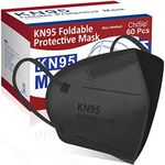ChiSip KN95 Face Mask 60 Pcs, 5 Layer Cup Dust Safety Masks, Breathable Protection Masks Against PM2.5 Dust for Men, Women Black