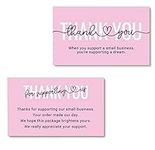 ITZAMNA Thank you for supporting my small business Cards Customer appreciation card Pink Script with Heart Pack of 100