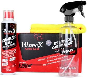 Wavex Waterless Car Wash Kit Car Cleaning Spray 100x Concentrate | 100 TIMES DILUTABLE with Empty Spray Bottle Microfiber Cleaning Cloth | Car Washing Without Water