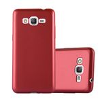 Cadorabo Case Compatible with Samsung Galaxy Grand Prime in Metallic RED - Shockproof and Scratch Resistant TPU Silicone Cover - Ultra Slim Protective Gel Shell Bumper Back Skin