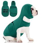 Lelepet Dog Anxiety Vest with Ear Wrap, Soft Dog Anxiety Relief Coat for Thunder Fireworks, Adjustable Dog Calming Hoodie for Small Medium Large Dogs, Dog Soothing Shirt with Dog Ear Muff, Green S