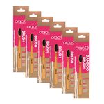 OrgaQ Organicky Adult Natural Bamboo Automatic Toothbrush With Castor Bean Bristle For Oral Care|Eco Friendly-6 Pc