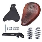 labwork Motorcycle Crocodile Style Leather Cushion Solo Seat with Cushion Spring Base Plate Bracket Replacement for Honda/Yamaha/Kawasaki Chopper Bobber Dyna Spirit Sportster XL Dyna Shadow Spirit