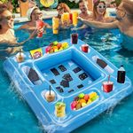 Kaiedos Floating Game Table for Pool - Inflatable Floating Table with Waterproof Playing Cards, 40"x40" Large Pool Float Drinks for Adults, Includes 12 Drink Holders