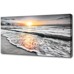 Bamdeya Canvas Wall Art Living Room Black and White Wall Decor Beach Prints Pictures for Bedroom Wall Décor Ocean Posters Room Décor Office paintings Sea Sunset Wall Decorations Framed 20x40inches