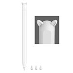 Cute Ear Case Silicone Skin Cover for Apple Pencil 2nd Generation, and Protective Nib Cover Accessories Compatible with iPad Pro 11 12.9 inch,White