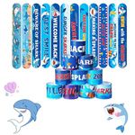 AstonAndia® 12 PCS Slap Bands for Kids Friendship Band Shark Theme Slap Hand Band Shark Bracelet for Girls Boys(Band Pattern Random)