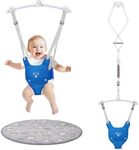 Baby Jumper, Baby Jumper Doorway with Adjustable Strap, Easy to Assemble, with a Soft Rug (Blue)