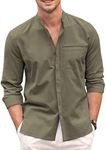 COOFANDY Men's Cotton Linen Shirt L