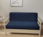 LANE LINEN Futon Covers Full Size, 100% Cotton Futon Slipcovers, Full Size Futon Mattress Cover for Futon Sofa Bed, Foldable Armless Sofa Cover, Zippered Futon Couch Cover - Dark Blue