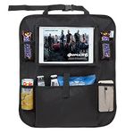 Tech Traders ® Back Seat Car Organiser with 10.1" iPad/Tablet Holder Touch Screen Kids Kick Mat Seat Protector Cover Universal Fit Multi Pockets Children’s Storage - Black