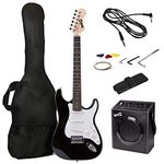 RockJam RJ20WAR2 Full Size Electric Guitar Superkit with Guitar Amplifier Guitar Strings Guitar Tuner Guitar Strap Guitar Case and Cable Black