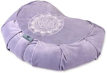 Florensi Meditation Cushion - Comfortable Floor Pillow - Traditional Crescent Meditation Pillow with Beautiful Velvet Cover - Large Floor Cushion Seating for Adults - Premium Yoga Buckwheat Bolster