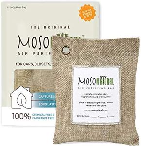 MOSO NATURAL Unscented Air Purifying Granule Bag 200G. Odor Eliminator, Odor Absorber For Cars And Closets. Natural (Beige) Color, Long Lasting Charcoal Bag | Lasts up to 2 years!