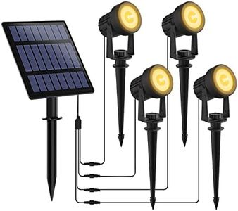 T-SUNUS Solar Garden Spotlight Outdoor, 4-in-1 Solar Spot Lights IP65 Waterproof 9.8ft Cable, 5W Separated Solar Panel, Auto On/Off for Tree Patio Yard Driveway Pathway Pool Area(Warm White 3000K)