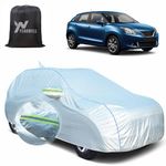 YEARWELL Car Body Cover for Maruti Baleno (2015 to 2021), 100% Waterproof, Heat-Resistant with Mirror & Antenna Pockets, Soft Cotton Lining, Triple Stitched, Piping & Reflector (Reflective Silver)