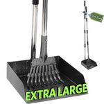 T2Y Extra Long Dog Pooper Scooper for Large Dogs, 48.8 Inch Sturdy Stainless Steel Poop Scooper with Rake and Tray Set, Heavy Duty Metal Waste Remover for Yard Grass Gravel