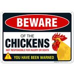 Beware of Chicken Sign, Chicken Coop Decor Gifts for Chicken Lovers, 10x14 Inches, Rust Free .040 Aluminum, Fade Resistant, Made in USA by Sigo Signs