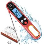 Digital Meat Barbecue Thermometers for Air Fryers Cooking, Food Thermometer Instant Read BBQ Thermometer with Foldable Long Probe and Backlight Screen Magnetic Back for Kitchen(Battery Included)