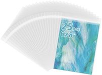 Frametory, 6 1/2" x 8 1/3" Acid-Free Clear Plastic Bags, Self Seal Crystal Photo Sleeves for 6x8 Art Prints, Photos - 25 Pack