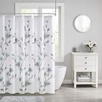 Madison Park Bathroom Shower, Magnolia Floral Design Modern Shabby Chic Privacy Bath Fabric Curtains, 72"x72", Aqua