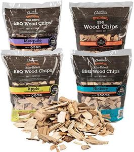 Camerons All Natural Wood Chips for Smoker, 4 Pack - Apple, Cherry, Hickory, Mesquite -260 Cu In Bag, Approx 2lbs ea - Kiln Dried Coarse BBQ Wood Chips- Barbecue Grilling Variety Pack Gift Set for Men