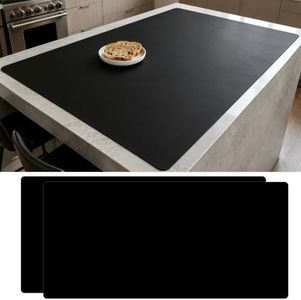 2Pack Large Silicone Mats for Kitchen Counter, 48''x32''(120cmx80cm) Heat Resistant Mat for Kitchen Island, Waterproof Multipurpose Countertop Protector, Black