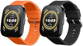 kwmobile Straps Compatible with Huami Amazfit Bip 5 Unity/Amazfit Bip 5 / Amazfit GTR 4 Straps - 2X Replacement Silicone Watch Bands - Black/Orange