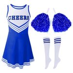 Cheerleader Costume for Girls Cheerleading Outfit with Pom Poms and Socks Halloween Dress Up Party Cheerleader Uniform