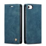 QLTYPRI Case for iPhone 6 iPhone 6S, Vintage PU Leather Wallet Case Card Slot Kickstand Magnetic Closure Shockproof Flip Folio Case Cover for iPhone 6 iPhone 6S - Blue