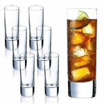 NVRA Premium Shot Glass Set of 6, 60 ML Transparent Heavy Base Shot Glasses Set, Vodka Glasses, Tequila Shots Glasses Set for Party Liqueur Spirits Bar Whiskey Wine Testing (Long Shot Glass)