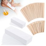 250 Pcs Wax Strips Paper Waxing Kit, Non-Woven Paper Wax Strips Eyebrow Waxing Strips Bikini Wax Strips Wax Paper Strips and Wooden Wax Applicator Sticks for Face Body Legs Bikini Area Hair Removal