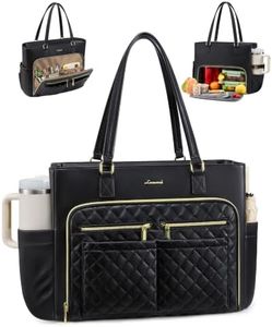LOVEVOOK Lunch Bag for Women,Work Bag with Insulated Lunch Compartment with Large Cup Holder,17.3 Inch 3 in 1 Laptop Tote Bag for Teacher,Nurse,Travel,Casual,Office,Picnic