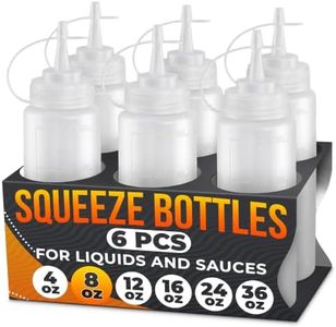HYQO 6-Pack Condiment Squeeze Bottles, 8 oz, Plastic, Narrow Tip
