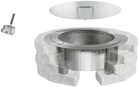 Breeo Smokeless Fire Pit Insert Bundle – X Series Insert Ring, Lid, and Ash Shovel Included – Fits Stone or Brick Surround 34" - 39" Diameter – Outdoor Fire Pit Upgrade - X30 Series, Stainless Steel
