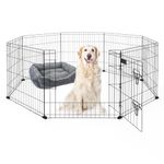 X-ZONE PET Dog Playpen Indoor Foldable 24" Tall Dog Playpen Dog Fencing Outdoor 8 Panels Black Metal Dog Play Pens Exercise Fencing with Door Pet Play Pen for Camping,Yard,Kennels for Household Pets