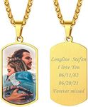 Customized Dogtag Photo Necklace for Men 18K Gold Plated Personalized Picture Pendant Custom Full Color Image Print Memorial Keepsakes Jewelry Loss of Father Gift for Family Dad Couples