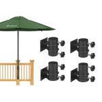 BOYVEN 2 Set Patio Umbrella Holder, Outdoor Umbrella Stands - Heavy Duty Umbrella Base and Clamp for Railing or Deck in Patio and Courtyard - Flat Mount (Fit Max OD 2.1 Inch)