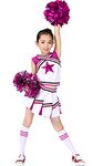 4-14 Girls Cheerleader Uniform Outfit Cheerleading Costume Fun Varsity Brand Youth Rosered White (Rosered, 6X-7)