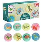 THE TWIDDLERS - 8 Dinosaur Bouncy Balls Rubber, 4.2cm - Ideal Stocking Fillers, Kids Birthdays, Dino Party Bag Fillers & Classroom History Prizes