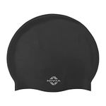 Nivia Classic Silicone Swimming Cap for Adults, Swimming Pool Cap, Swimming Cap for Women & Men, Silicone Cap Swimming, Waterproof (Black)