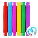 Udewo 12 PCS Mini Pop Tubes, Colourful Tubes Sensory Toys Stretch Pipe Toy Fidget Tube Toys Pull Tubes Fidget Toys Sensory Stretch Tubes Fun Tubes for Autism Children Kids Adult Reduce Anxiety