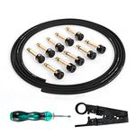 Ghost Fire Solderless Pedalboard Cable Kit - No Cable Stripping Required,6.5ft Cable & 10 Nickel Plated Copper Tip Connectors for Guitar Effects & Pedal Board，with Cutter, Bolt Driver (SP-02)