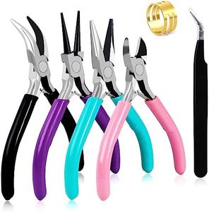 4 Pack Jewelry Pliers Jewelry Making Pliers Tools Kit with Needle Nose Pliers/Chain Nose Pliers, Round Nose Pliers, Bent Nose Pliers, Wire Cutters for Wire Wrapping Earring Craft Making Supplies