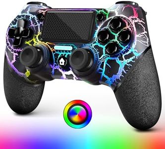 AceGamer OLED Wireless Controller für PS4, Black Crack Custom Design mit RGB-Licht, 1000-mAh-Akku, 3,5-mm-Audiobuchse und Turbo-Funktion, kompatibel mit PS4/Slim/Pro und Windows-PC