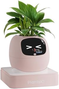 PLANTSIO Ivy Intelligent Flower Pot for Home Decoration Plants Companion Neat Desk Setup Gift Smart Pet Planter Robot Guidance on Plant Care with Emojis Pet Friends (Pink)